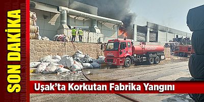 Uşak’ta Korkutan Fabrika Yangını 